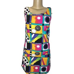 Vintage 90s The Limited Colorful Abstract Mini Dress